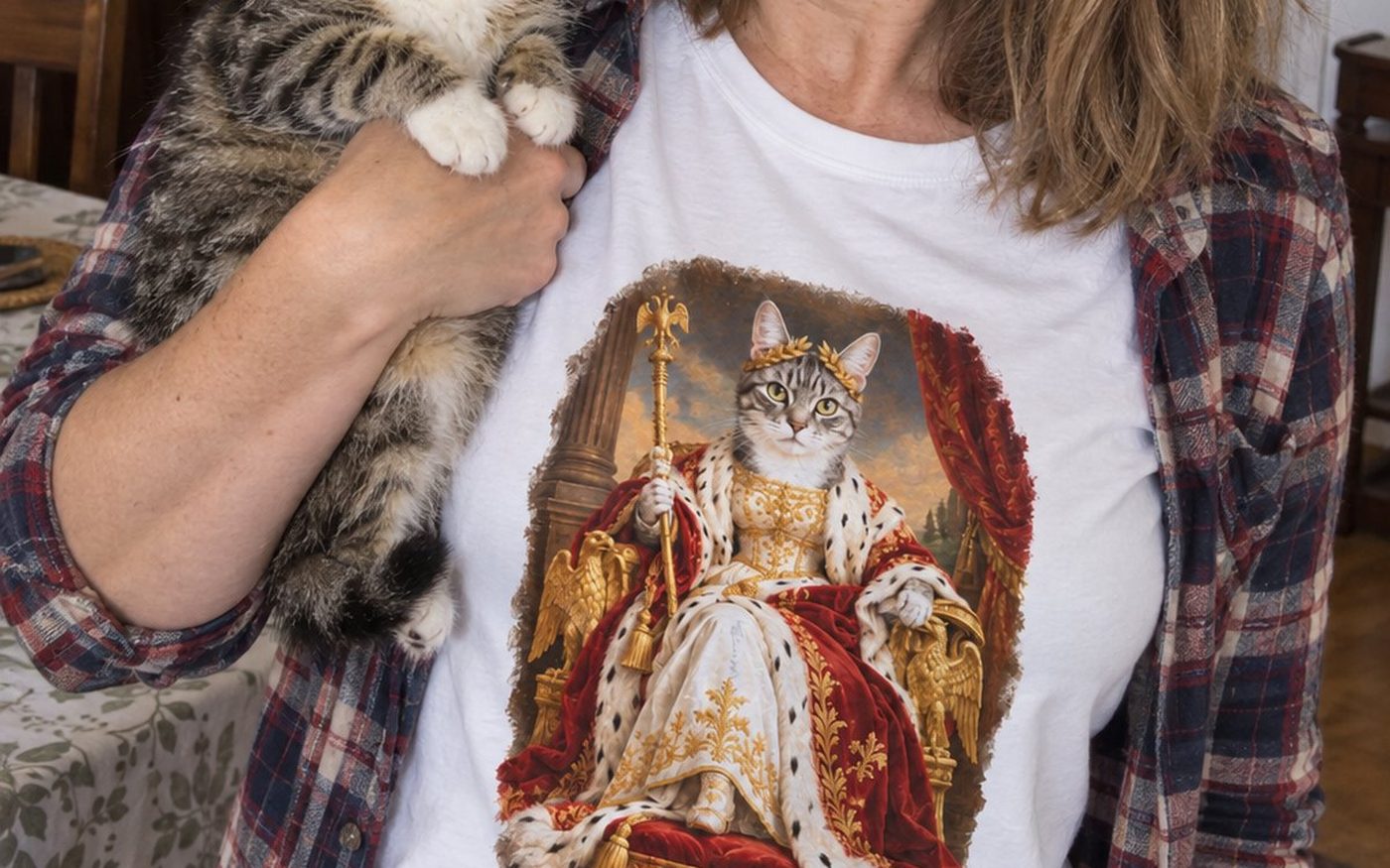 Royals: example pet portrait t-shirt