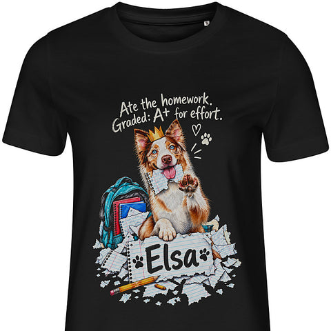 Ate the Homework: dog portrait t-shirt
