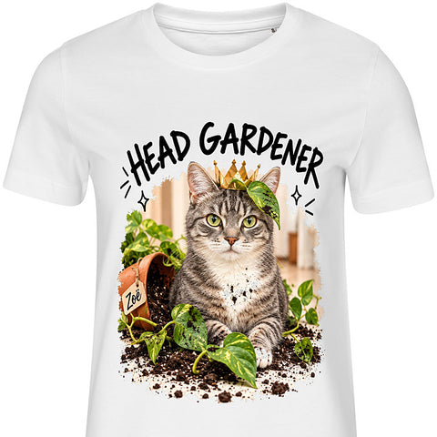 Head Gardener: cat portrait t-shirt