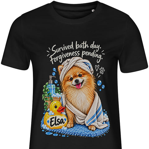 Bath Day Survivor: dog portrait t-shirt