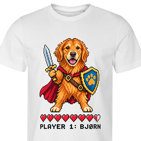 Player One: dog portrait t-shirt