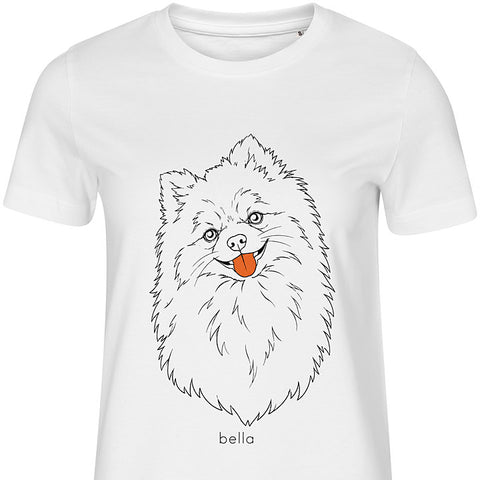Line Art · Pomeranian: dog portrait t-shirt