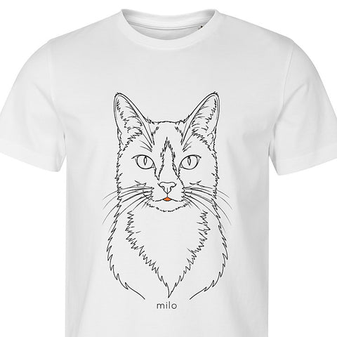 Line Art · Long-Haired Cat: cat portrait t-shirt