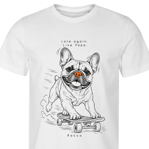 Late Again: dog portrait t-shirt