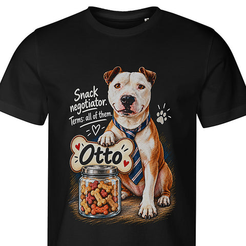 Snack Negotiator: dog portrait t-shirt