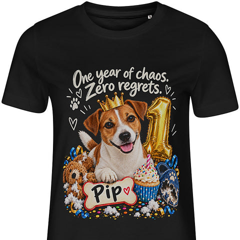 First Birthday: dog portrait t-shirt
