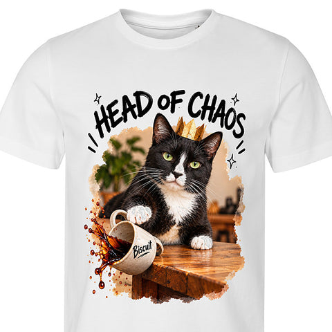 Head of Chaos: cat portrait t-shirt