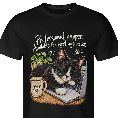 Professional Napper: cat portrait t-shirt