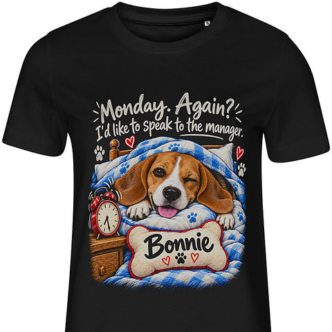 Monday Again: dog portrait t-shirt