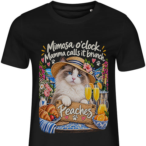 Mimosa O’Clock: cat portrait t-shirt