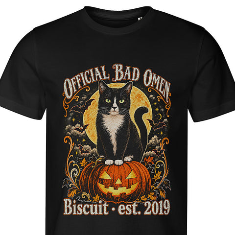 Official Bad Omen: cat portrait t-shirt
