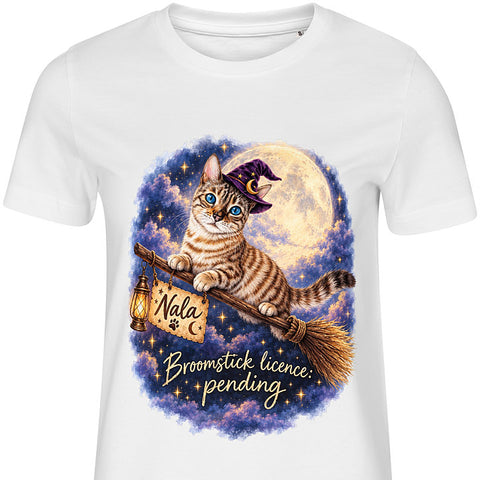 Broomstick Licence: cat portrait t-shirt