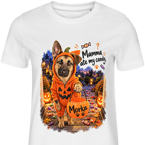 Ate My Candy: dog portrait t-shirt