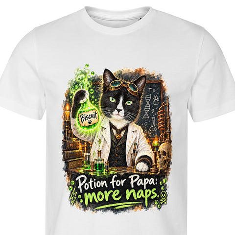 Mad Scientist: cat portrait t-shirt