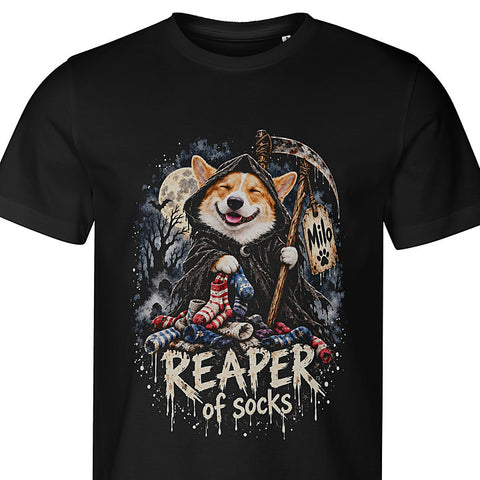 Reaper of Socks: dog portrait t-shirt