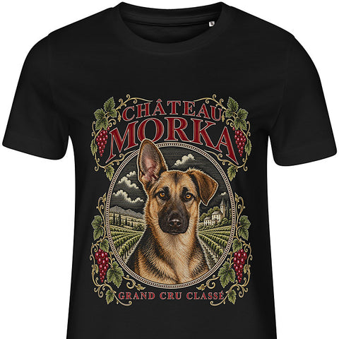 Château Wine Label: dog portrait t-shirt