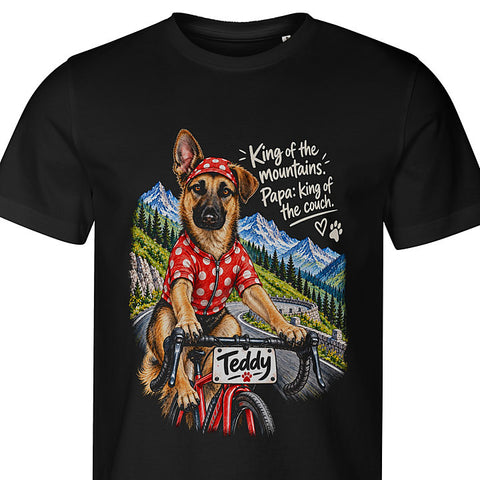 King of the Mountains: dog portrait t-shirt